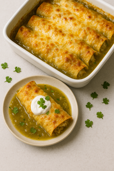 Baked Chile Verde Enchiladas