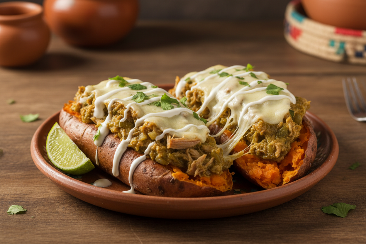 Chile Verde Stuffed Sweet Potatoes