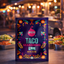 Spicito Taco Seasoning packet with a vibrant design on a blurred street food background